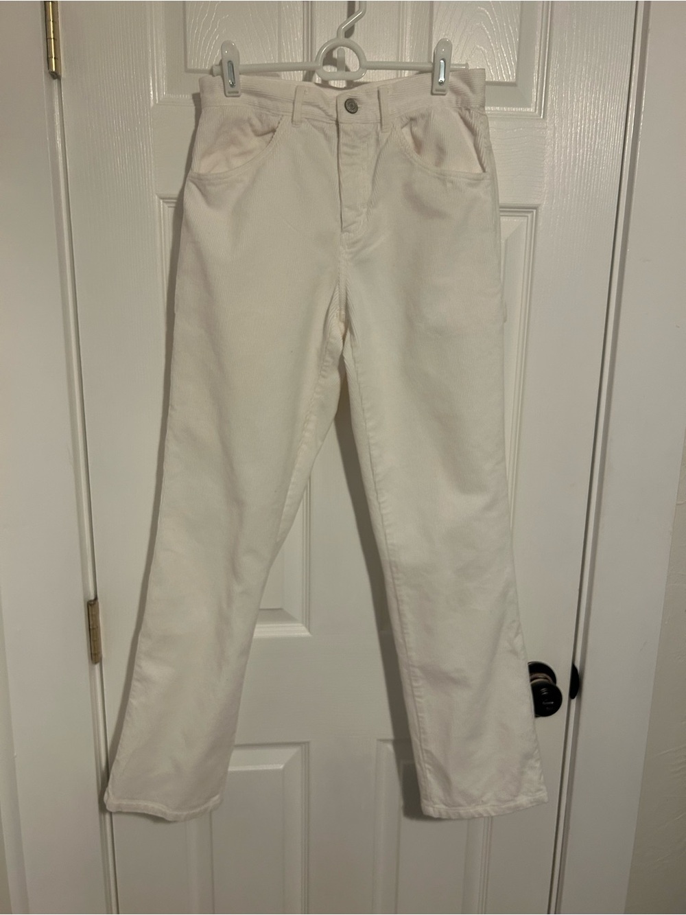 John Galt White Corduroy Carpenter Straight Leg Pants